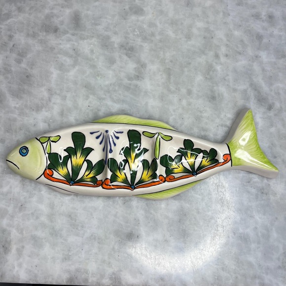 Other - Vintage Hand Painted Fish Dish From Mexico Vibrant Colors